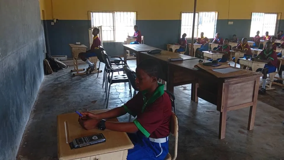 Classroom with students for an exam